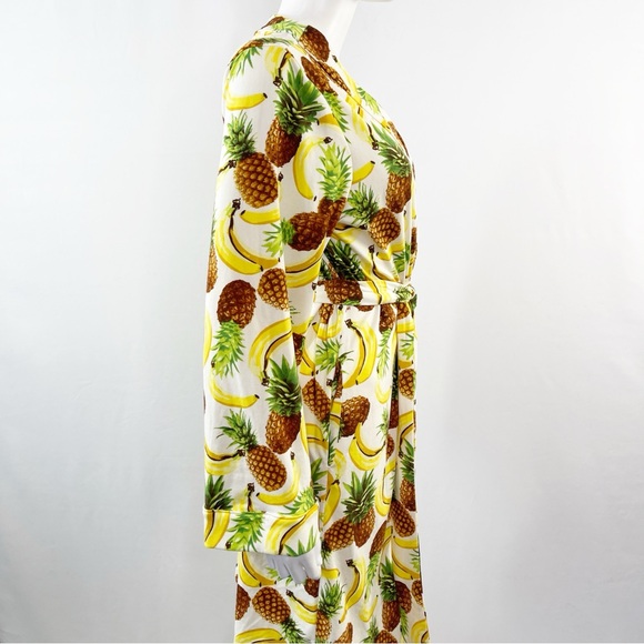 Mason Grey TROPICAL SMOOTHIE Fruit Print Classic Short Robe Women's Size M - Picture 8 of 11